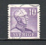 Sweden, 1939, King Gustaf V, 10ö/Violet Large '10'/Perf 2 Sides, USED - Oblitérés