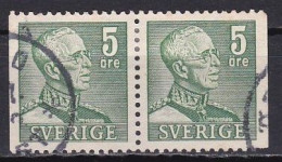 Sweden, 1941, King Gustaf V, 5ö/Green/Joined Pair, USED - Used Stamps