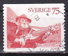 Sweden, 1975, Man Playing Key Fiddle, 75ö, USED - Gebruikt