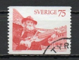Sweden, 1975, Man Playing Key Fiddle, 75ö, USED - Gebruikt