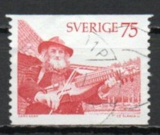 Sweden, 1975, Man Playing Key Fiddle, 75ö, USED - Gebraucht