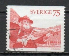 Sweden, 1975, Man Playing Key Fiddle, 75ö, USED - Gebruikt