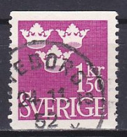 Sweden, 1951, Three Crowns, 1.50kr/Red Violet, USED - Used Stamps