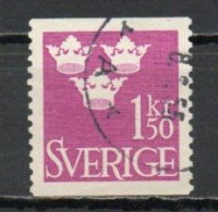 Sweden, 1951, Three Crowns, 1.50kr/Red Violet, USED - Used Stamps