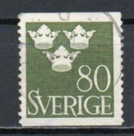 Sweden, 1948, Three Crowns, 80ö, USED - Gebruikt