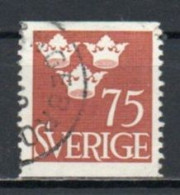 Sweden, 1952, Three Crowns, 75ö, USED - Used Stamps