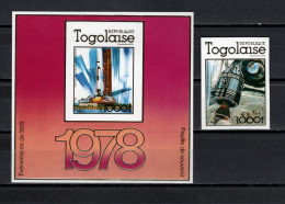 Togo 1978 Space, 10th Anniversary Of Apollo 8 Stamp + S/s Imperf. MNH -scarce- - Afrique