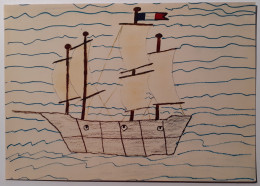 BATEAU VOILES - HISTOIRE NANTES (44) - Développement Chantier Construction Navale - Carte Reproduisant Dessin Enfant - Segelboote