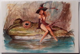 FEMME CHAPEAU SORCIERE - GRENOUILLE - Illustrateur William / Bellzébeths - Passion BD - Carte Postale - Pin-Ups