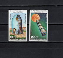 Togo 1980 Space, Jules Verne 2 Stamps Imperf. MNH - Africa