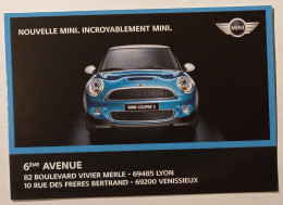VOITURE MINI COOPER S - Automobile Vue De Face / Bleue - Carte Publicitaire Concession 6e Avenue Lyon Vénissieux  - Passenger Cars
