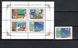 Turkey 1990 Space, 150th Anniv. Of Turkish Mail Stamp + S/s MNH - Europa