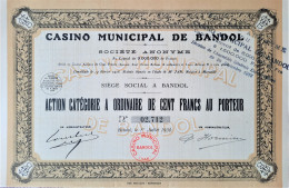 Casino Municipal De Bandol - 1930 - Action Cat. A - Casino'