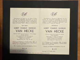 Rector Verzoekt Uw Gebed Albert Van Hecke *1881 Zottegem +1959 St.-Pieters-Woluwe Professor Wetenschappen - Esquela