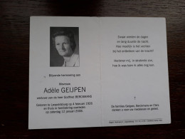 Adèle Geijpen ° Leopoldsburg 1928 + 2008 X Godfried Berckmans (Fam: Clerx) - Esquela