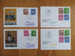Germany 1969 Tin Toys Welfare Stamps Bonn Kulmbach 2 FDC + 2 Stationeries STAMP ERROR "BIRD ESCAPES" From Its CAGE - Sonstige & Ohne Zuordnung