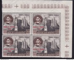 1952 SAN MARINO, PA N° 102  200 Lire Azzurro Scuro E Nero  MNH/** - Otros & Sin Clasificación