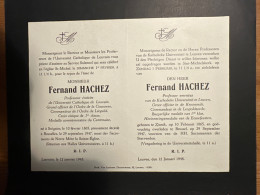 Rector Verzoekt Uw Gebed Voor Fernand Hachez Professor Emeritus KUL *1865 Zinnik Soignies +1947 Brussel - Esquela