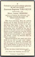 Bidprentje Vosselaar - Van Hove Joannes Baptista (1872-1950) - Imágenes Religiosas