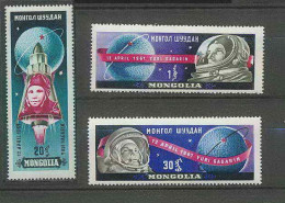 2050/ Espace (space) Neuf ** MNH Mongolie (Mongolia) / Mongolia 193/195 Gagarine Gagarin - Asia