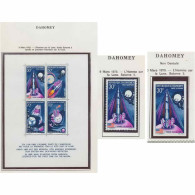 0947/ Espace (space) 4500 4/7 D/da ** MNH Apollo 11 Dahomey Bloc 17 + Non Dentelé Imperf - Afrique