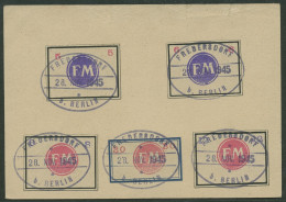 Fredersdorf 1945 Behelfsmarken Sp 246/49 + Sp 255 Gestempelt Auf Karte - Other & Unclassified