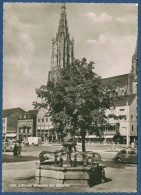 Ulm Schöner Brunnen Mit Münster Geschäfte, Gelaufen 1959 (AK2195) - Ulm