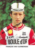 CARTE CYCLISME FRANCOIS VAN VLIENBERGEN SIGNEE TEAM BOULE D'OR 1983 - Wielrennen