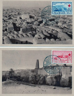 ALGERIE.1952. CROIX-ROUGE. VUES "BOU NOURA" ET "EL OEUD". 2 Cartes Maximum. - Croce Rossa
