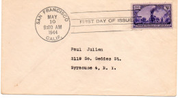 USA.1944. "FIRST TRANSCONTINENTAL RAILROAD". FDC  SAN FRANCISCO. - Briefe U. Dokumente