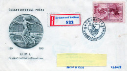 TCHECOSLOVAQUIE.1949."U.P.U.".FDC.L.R.pour La FRANCE.TRANSPORTS - UPU (Unión Postal Universal)