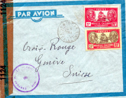 Nle CALEDONIE..1943.  COMITE CROIX-ROUGE FRANCAISE;CENSURE ALLIEE. - Croce Rossa