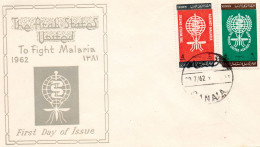 YEMEN.1962  . "ERADICATION DU PALUDISME".MALARIA.FDC. DENTELE ;Mi 254-255. - Medicine