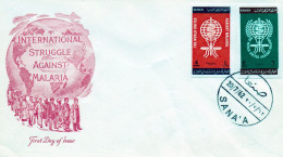 YEMEN.1962.  "ERADICATION DU  PALUDISME".(MALARIA). FDC. NON DENTELE.  IMPRESSION DECALEE - Medicine