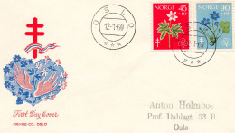 NORVEGE.1960. "LUTTE CONTRE LA TUBERCULOSE". FDC. THEMES:SANTE. FLORE. - Disease