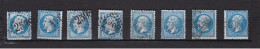 8    Timbres   Oblitérés  Napoléon III    20 C    Dentelés - 1862 Napoleon III