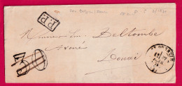 GUERRE 1870 TAXE 30 TAMPON ANNULE PAR PP FAUTE DE TIMBRES CAD TYPE 15 ST QUENTIN AISNE 27 FEV 1871 POUR DOUAI NOR LETTRE - Krieg 1870