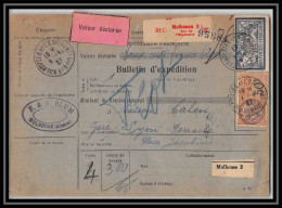 25339/ Bulletin D'expédition France Colis Postaux Fiscal Haut Rhin Mulhouse 3 Espérance Pour Lyon Valeur Déclarée Merson - Cartas & Documentos