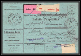 25322/ Bulletin D'expédition France Colis Postaux Fiscal Haut Rhin Logelbach 1927 Valeur Déclarée POUR TOULOUSE Merson  - Briefe U. Dokumente