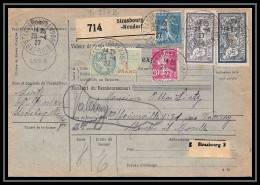 25257/ Bulletin D'expédition France Colis Postaux Fiscal Bas-Rhin Strasbourg Neudorf Pour Moineville 1927 Merson N°206 - Cartas & Documentos