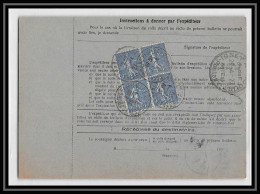 25252/ Bulletin D'expédition France Colis Postaux Fiscal Bas-Rhin Strasbourg 2a 1927 Pour Paris Semeuse 205 Bloc 4  - Cartas & Documentos
