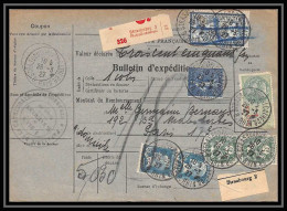 25232/ Bulletin D'expédition 1927 France Colis Postaux Fiscal Rhin Strasbourg 3 Pour Paris Merson N°123 Pasteur Blanc  - Brieven & Documenten