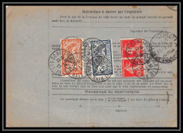 25222/ Bulletin D'expédition France Colis Postaux Fiscal 1927 Schiltigheim Bordeaux Valeur Déclarée Merson N°123+145 - Cartas & Documentos