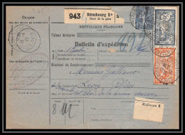 25210/ Bulletin D'expédition France Colis Postaux Fiscal Bas-Rhin Strasbourg 1927 Pour Lyon Rhone Merson N°123+145 - Lettres & Documents
