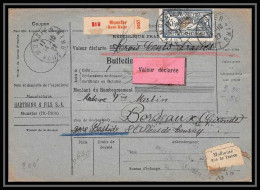 25094 Bulletin D'expédition France Colis Postaux Fiscal Haut Rhin - 1927 Munster Semeuse + Merson 123 Valeur Déclarée - Storia Postale