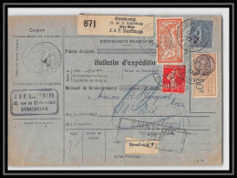 25046 Bulletin D'expédition France Colis Postaux Fiscal Haut Rhin 1927 Strasbourg Semeuse + Merson 145 Alsace-Lorraine  - Cartas & Documentos