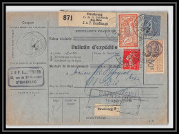 25046 Bulletin D'expédition France Colis Postaux Fiscal Haut Rhin 1927 Strasbourg Semeuse + Merson 145 Alsace-Lorraine  - Briefe U. Dokumente