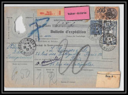 25020 Bulletin D'expédition France Colis Postaux Fiscal Haut Rhin 1927 Guebwiller Semeuse Merson 123 Valeur Déclarée - Storia Postale