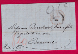 STRASBOURG BAS RHIN CAHET ROUGE F DE FRANCHISE TAXE TAMPON 25C + 20 ALLEMANDE POUR BEAUNE COTE D'OR 17.11.1871 LETTRE - Guerra Del 1870