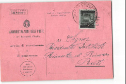 16393 03  LUOGOTENENZA AVVISO DI RICEVIMENTO PAGAMENTO RIETI LEONESSA - Storia Postale